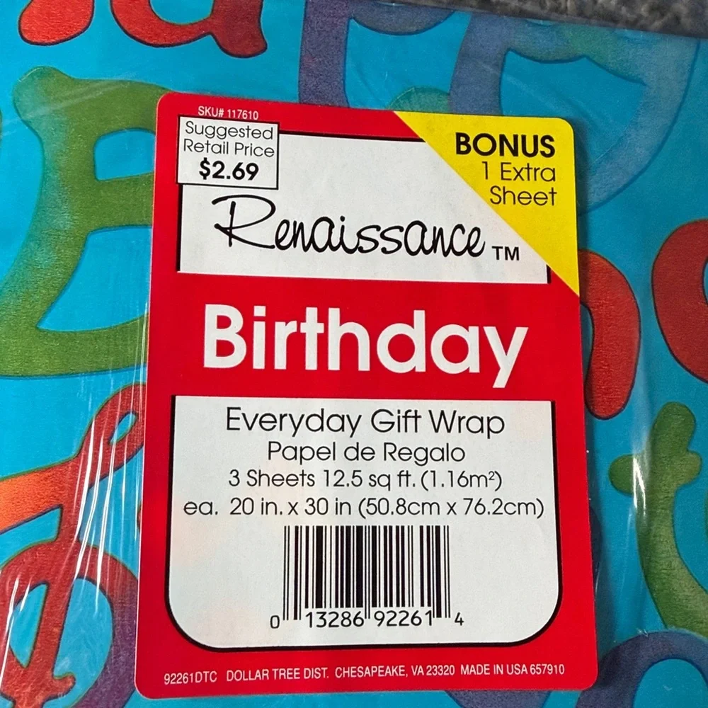 5/$25 VINTAGE Birthday Wrapping Paper Script